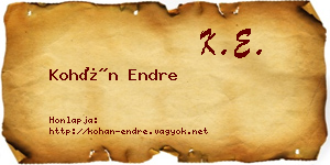 Kohán Endre névjegykártya